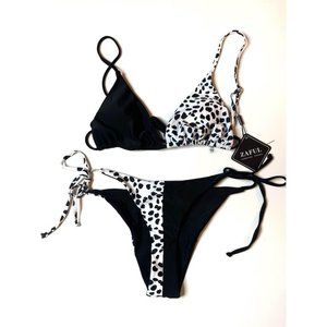 NWT ZAFUL Women's 2 Pieces Sexy V Neck High Cut Bikini Swimsuit- SMALL
